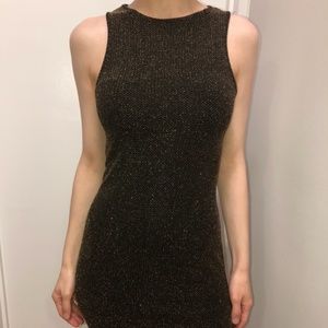 Atmosphere Dress in Black with Gold Threads